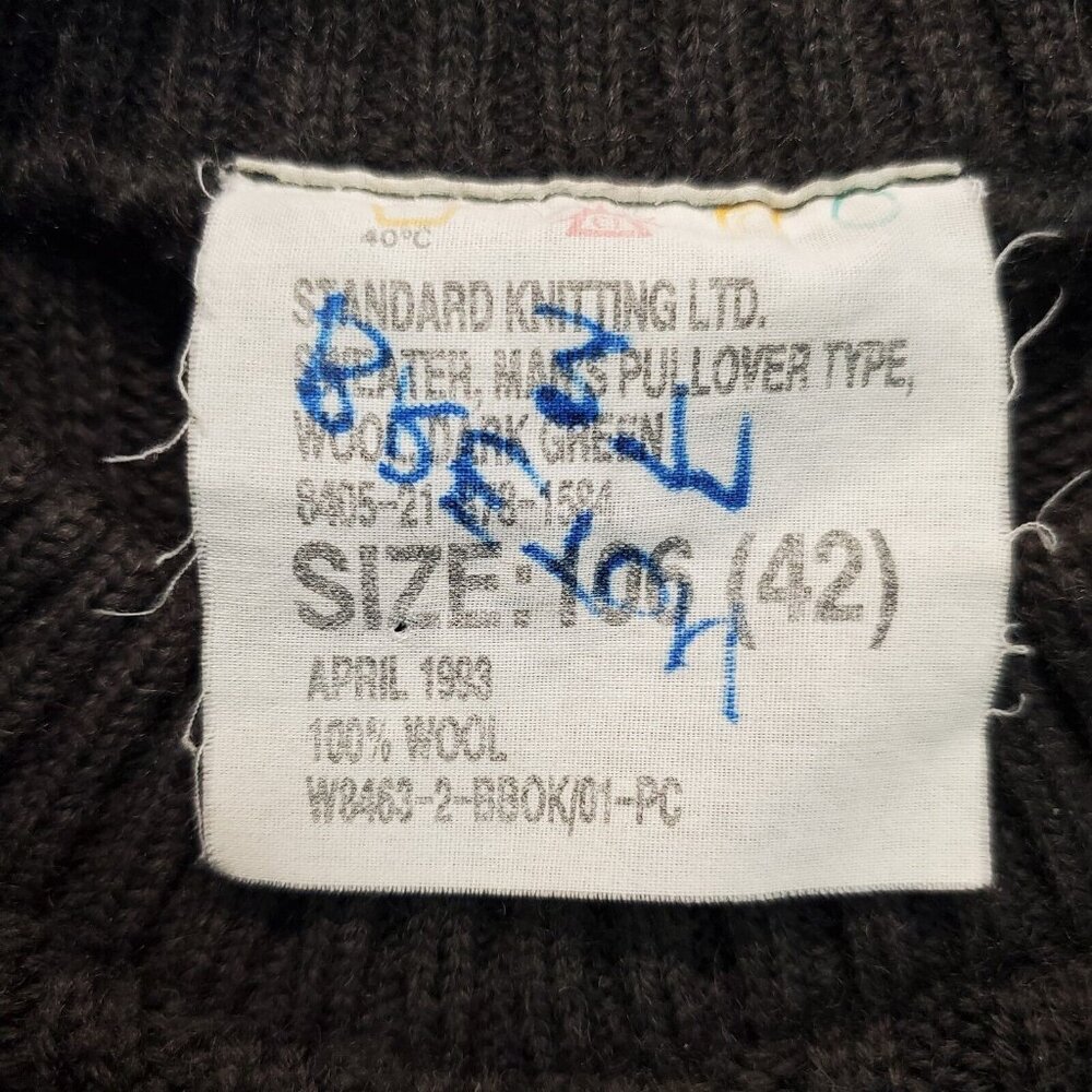 Military Sweater Men's 42 Green 100% Wool Pullover Commando Vintage Long Sleeve - Picture 5 of 15